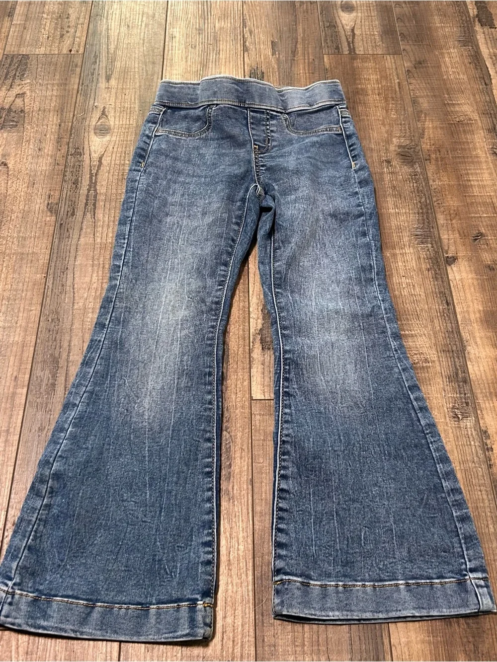 SO Size 7 Girls Flare Jeans Elastic Waist Blue